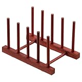 HBlife Padauk Wooden Dish Drying Rack - Home and Kitchen Organizer for Cups, Bowls, Pots, Lids, Cutting Boards & Plates Space-Saving for Cabinets Counters (4 Slots)