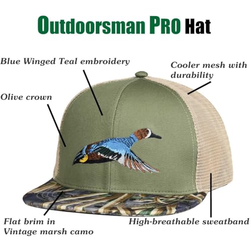 Image of EDTREK Outdoorsman Pro Trucker Breathable Mesh Performance Cap - Flat Brim Snapback Hat