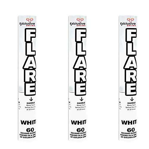 Pack of 3 Hand held Flares for Paintball Weddings Photoshoots Football Celebrations & Special Effects (White)