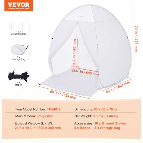 VEVOR tragbares Pop-Up-Sprühfarbenzelt Farbkabine DIY Sprühmalerei, Schutzzelt mit integriertem Boden, Abluftfenster und Aufbewahrungstasche, faltbare Lackierkabine für Möbel, 1524 x 1524 x 1778 mm