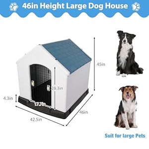 Outdoor Large Dog House with Roof Durable Waterproof Plastic Dog House for Medium Large Sized Dogs Puppy Kennel Plastic Outside Pet Crate with Gate for All Weather45 H  Cucciolini Doodles Outdoor large dog house with roof durable waterproof plastic dog house for medium large sized dogs puppy kennel plastic outside pet crate with gate for all weather45 h   cucciolini doodles