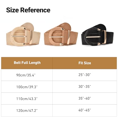 Yaopeing 3 Pieces Straw Woven Belt for Women Ladies,Boho Elastic Waist Braided Belt for Dress2