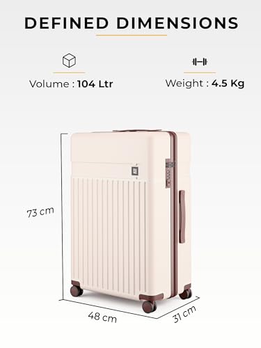 Image of EUME Cabin Pro & Classic Luggage Set (57cm Cabin + 75cm Check-in) Polycarbonate (PC) Trolley Bags with Laptop Sleeve, 8 SilentRun Hinomoto Wheels, Mocha White