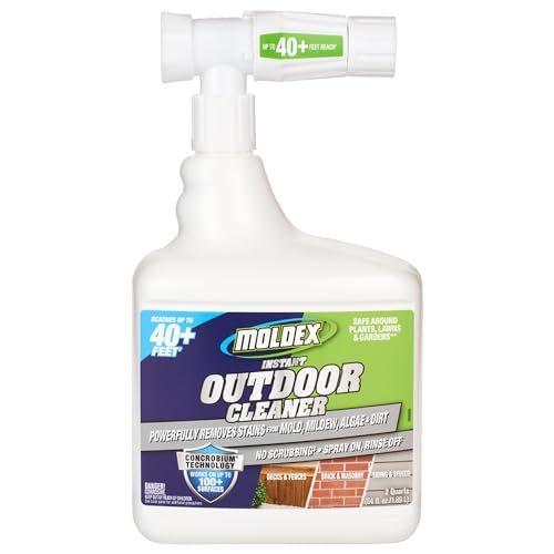 Moldex® Instant Outdoor Cleaner with Bleach and Hose End, 64 oz – Fast Acting Spray for Mold and...