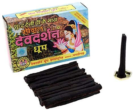 Golden Drops Dev Darshan Special Dhoop 20 Sticks - Pack of 6 Incense Dhoop Cones Black Color Pooja Article