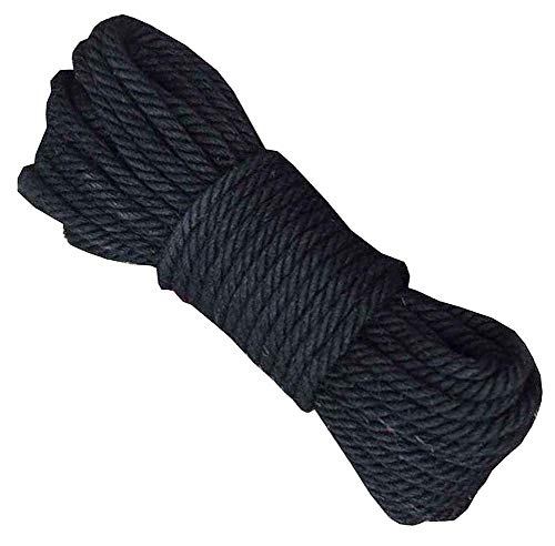 Corda for bondage, corda da giardino, corda di canapa (10 mm), corda di iuta da 20 m (65 piedi) for regalo di decorazione fai da te, nero