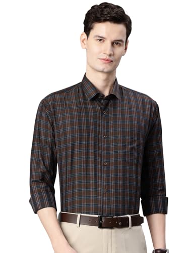 Image of Majestic Man Men's Pure Cotton Slim Fit Checkred Full Sleeve Classic Collar Everyday Formal Shirt