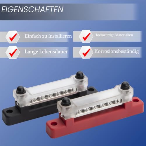 ZEALfix Sammelschiene 12v Verteilerblock 6 Klemmenblock 150A M6*2 M4*6 Schrauben Terminals Verteilerblock für Auto, Wohnmobil, Yacht, Schiff Busbar