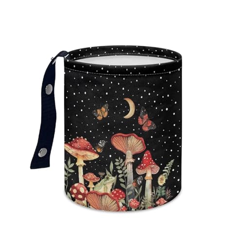 Image of Mushroom Moon Automotive Trash Bin Trash Bag for Cars Hanging Headrest for Back Seat Collapsible Reusable Waterproof Car Organizer