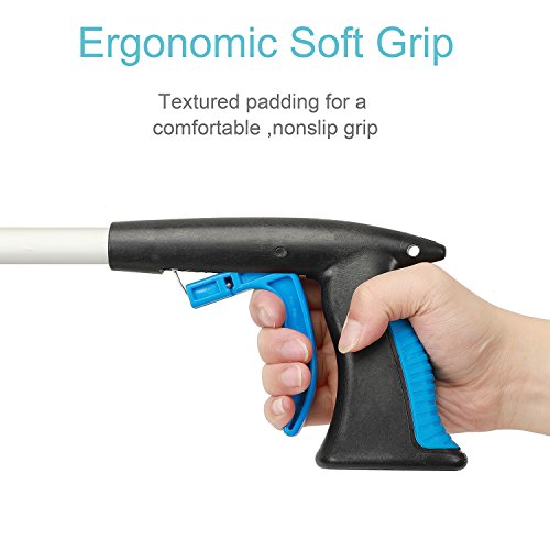 Grabber Reacher Tool for Elderly, 32" Foldable Picker Upper Grabber, Long Handy Mobility Aids, Reaching Assist Tool for Trash Claw Pick up, Litter Picker, Garden Nabber, Arm Extension (Mazarine) - Thumbnail 4