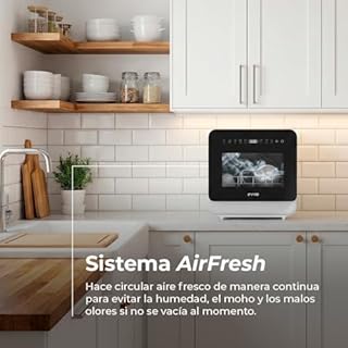 EVVO - Lavastoviglie Mini D Trip 3 – Lavastoviglie compatto da tavolo, 3 servizi, classe energetica C, 6 programmi, asciugatura extra aria fresca, pannello LED touch, casa differita, senza