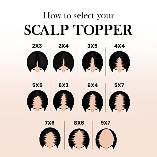 Image of Hair Originals 100% Human Hair Extensions for Women, Clip in Scalp Topper /Hair Topper, Silk Based- (5 inchx3 inch, 16 Inches, Natural Brown)