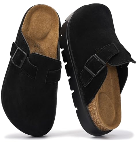 Image of Project Cloud 100% Genuine Leather Platform Clogs for Women Footwear - Memory Foam Arch Support Cork Footbed Casual Shoes & Mules for Women 2026 (Benton Chunky)