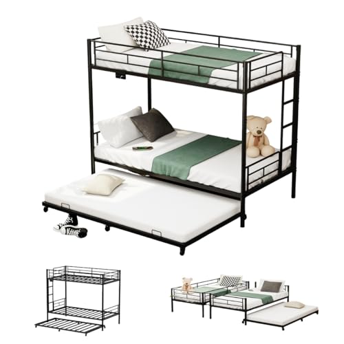Catálogo para Comprar On-line Literas Metalicas disponible en línea. 43 HOMELYA Litera Base Cama Individual - Base de Cama Individual de Metal 3 en 1 - Convierte en 2 Camas Individuales para Recamara más Cama Canguro Individual con Ruedas (Negro)
