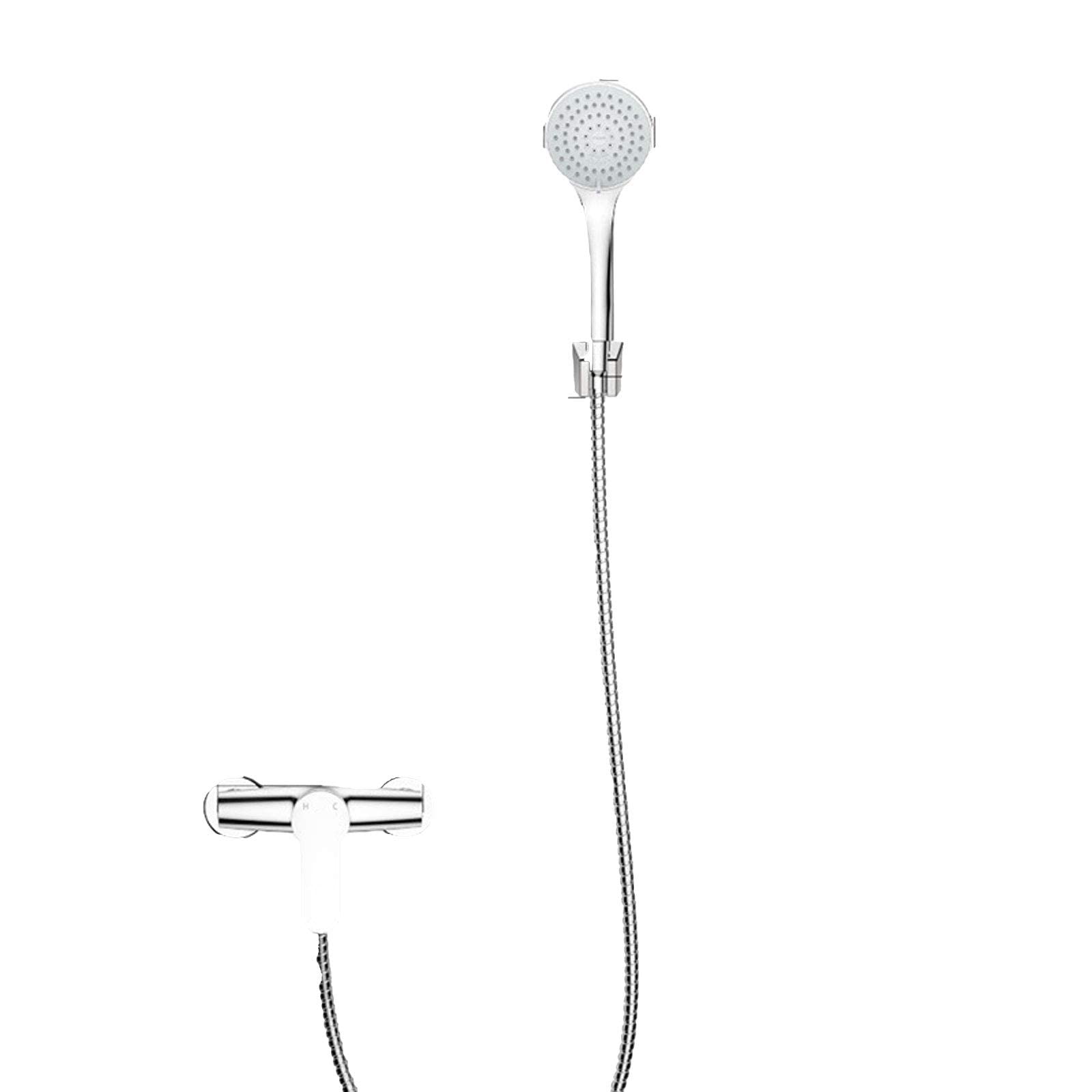 Système de douche mitigeur laiton chrome avec douchette main