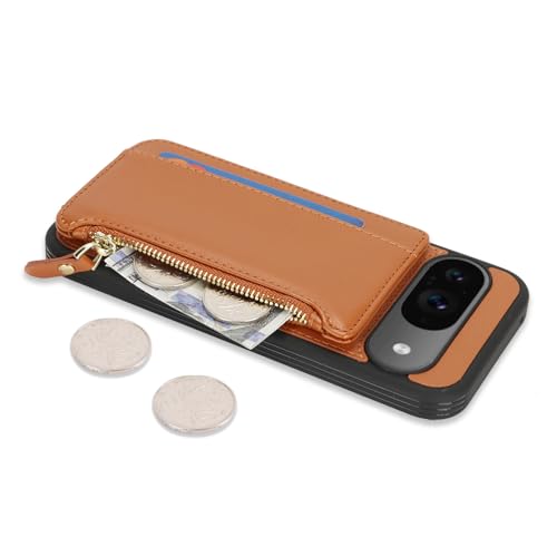 Image of Cavor for Google Pixel 9 /9 Pro Case Wallet with Card Holder, Brown