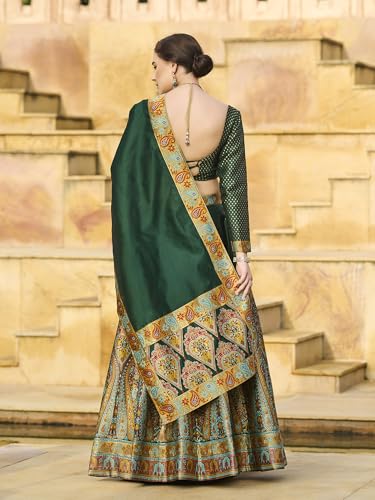 Image of PURVAJA Women's Jacquard Semi-Stitched Lehenga choli