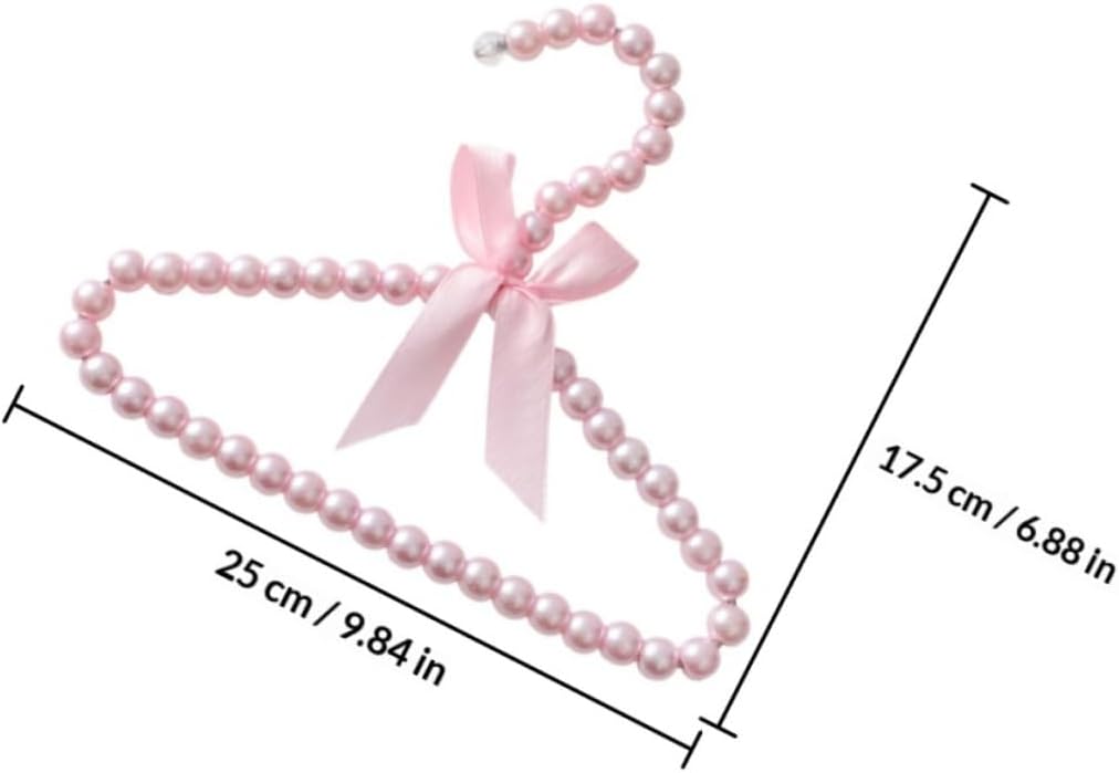 SMASOLO Hangers for Closet Small Plastic Clothes Hangers with Fake Pearl Beads and Boys Nursery Organizer 6pcs Pink 25cm