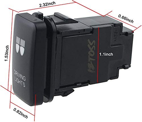 Iztoss Blue Backlight Push Button Switch 12V On/Off Switch With Connector Wire Kit Compatible With Toyota Tacoma Tundra 4Runner(Driving Lights) #TOP5