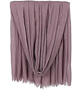 LMVERNA Women Solid Color Scarfs Large Long Lightweight Fringed Headscarf Linen Sheer Shawl Wrap
