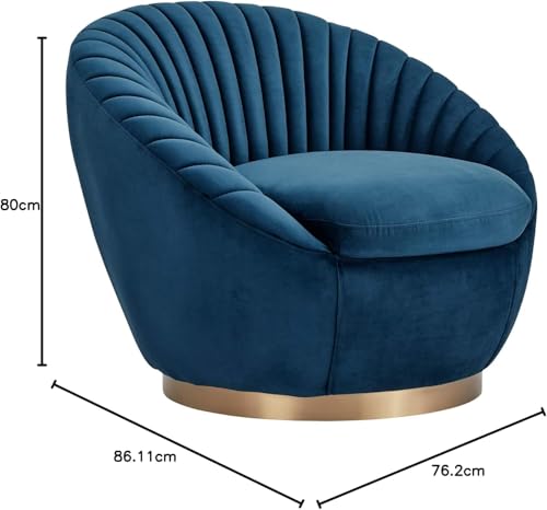 Image of Modern Accent Chair Single Seater Channel Tufted Round Shaped Fluffy Chair for Living Room, Bedroom, Apartment (Royal Blue)
