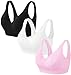 HBselect 3 Piezas Sujetador Embarazo Algodón Sin Aros Sujetador De Lactancia Sujetadores para Premamá para Mejorar Dormir (3 Color Negro Blanco Rosa, L)