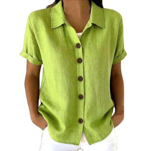 Chemise femme col rabattu et manches courtes coupe droite ample classique