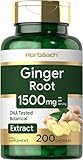 Ginger Root Capsules 1500 mg | 200 Pills | DNA Tested, Non-GMO, Gluten Free | Ginger Root Extract | by Horbaach