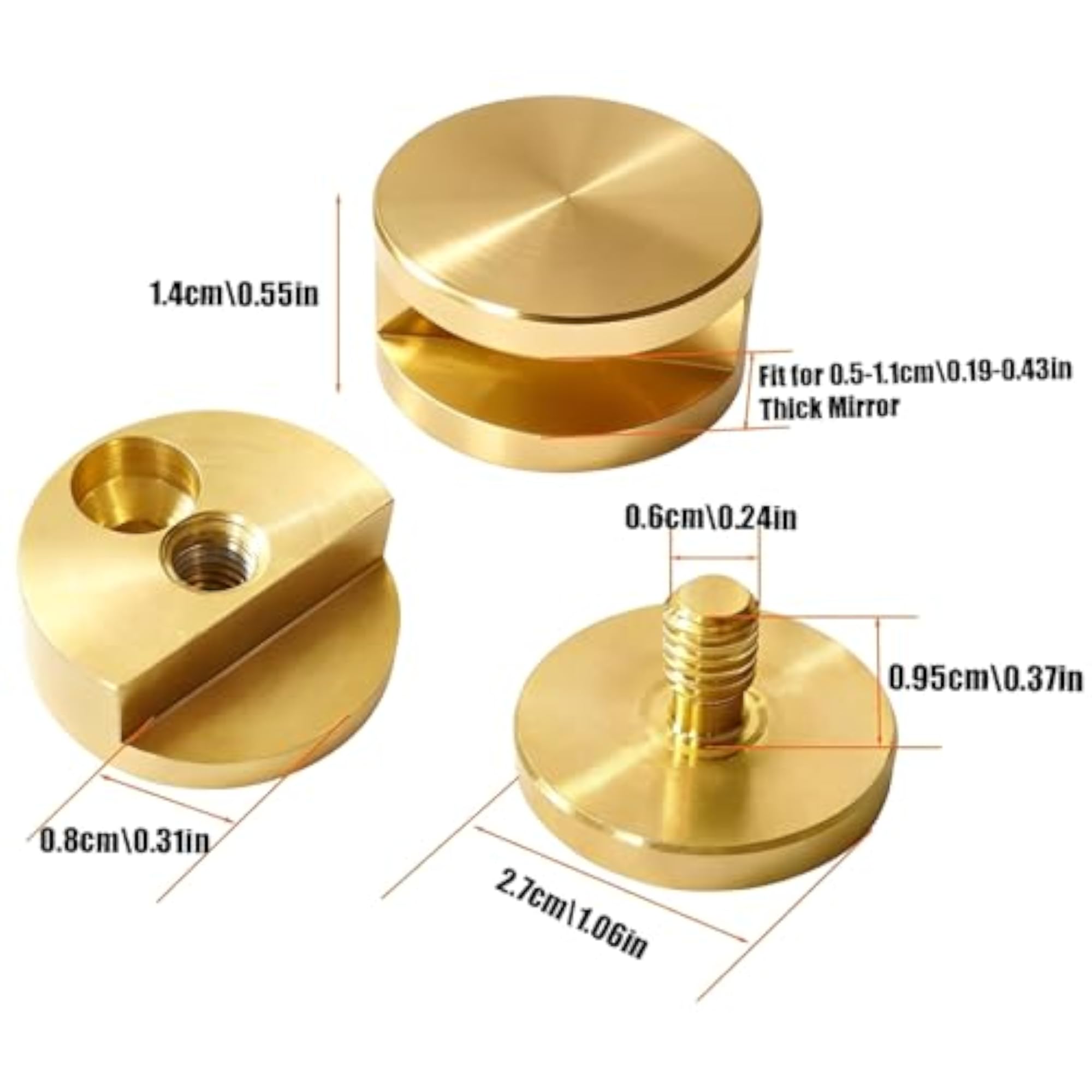 Mirror Mounting Clips for Wall-Mounted Mirrors, Round Shape Bracket