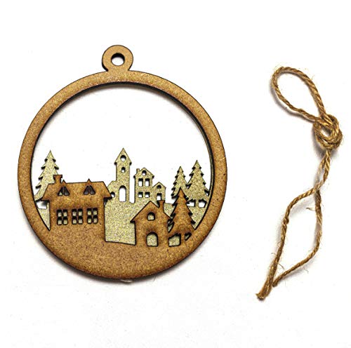 Danku Bola de Navidad de Madera. Decoración Árbol de Navidad. Adornos Navideños.