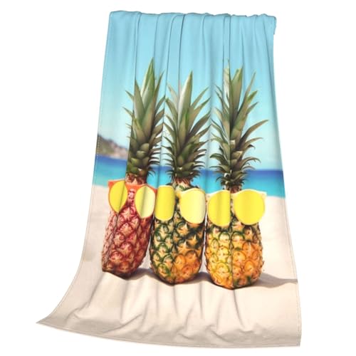 Couverture en flanelle ananas jaune 152x127 cm pour lit et canapé - 4