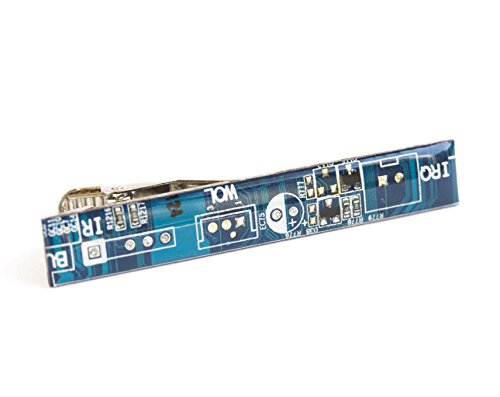 Circuit Board Tie Clip, unique gift for computer geek (Blue)