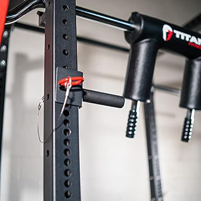Titan Fitness Squat Handles Compatible with X-3 Series Power Rack, Sold as a Pair, Rack Mounted Dip Bar Station Attachments for 3 x 3 Tube Power Cage, Home Gym Rack Accessory
