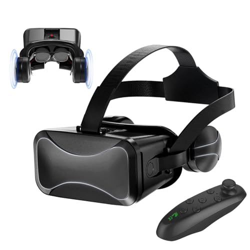 Casque VR avec Télécommande - Lentilles HD Anti-Bleues Protection des Yeux Casque De Réalité Virtuelle, Version Casque De Lunettes Panoramiques pour Jeux Et Vidéos