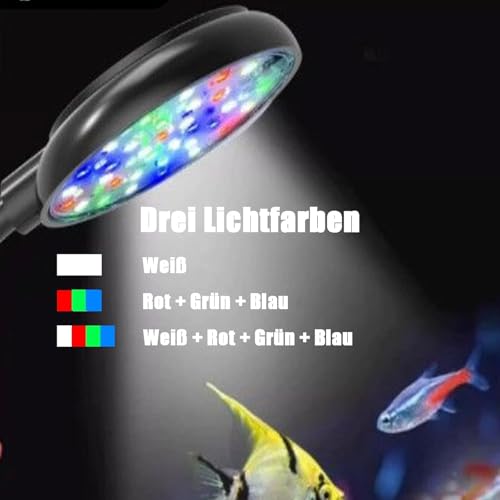 1 stuks aquariumlamp, clip-on aquariumlamp met wit en wit en roodgroen blauw licht, 7 W voor 20-40 cm aquaria met aquariumverlichting, geschikt voor waterplanten en zoetwateraquaria - Afbeelding 4