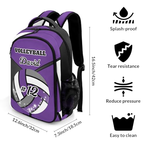 Personalized Volleyball Sport Purple Backpack Casual Bag Daypack Schoolbag Laptop Bag for Student Family Party Gift4