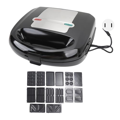 8 in 1 Sandwich Maker Panini Press Stick Proof Breakfast Machine with 14 Removable Plates for Sandwich Donut Waffle Nut Madeleine Cake Steak Hot Dog Cookie (US Plug 110V)