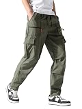[Ｋａｙｉｙａｓｕ] カーゴパンツ メンズロングパンツ アウトドアパンツ 薄手 速乾 撥水 通気性 UVカット 耐摩耗 ストレッチ スラックス 登山 ランニング ウエストゴム S-2XL(XL オリーブ)
