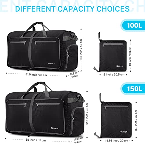 Gonex 100L Packable Travel Duffle Bag, Extra Large Luggage Duffel (Black)