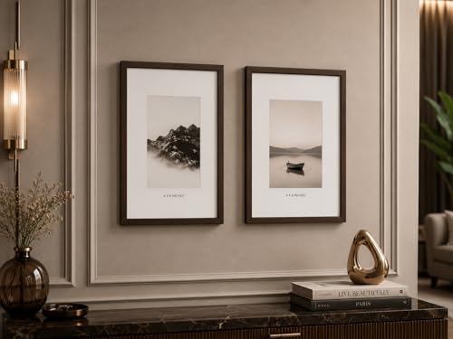 Image of 4x6 Inch Photo Frame Set of 2 - Acrylic Front Table Top Photo Frames with Stand, Dual Orientation Portrait & Landscape Display for Home Office Decor (Brown)