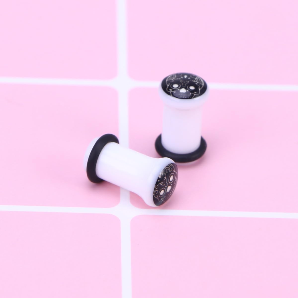Acrylic Luminous Skull Ear Tunnel Plugs MM for Halloween Season