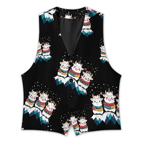 Tibetan Yaks Snows Mountain Men's Formal Suit Vest for Business Formal Or Casual Dress Waistcoat Wedding3