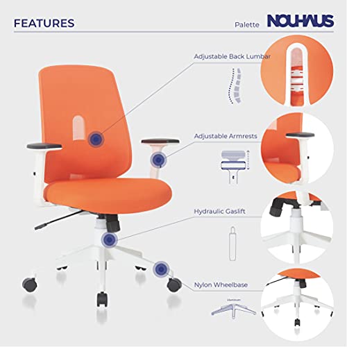 Nouhaus Palette Ergonomic Office Chair Comfortable Swivel Computer Desk Chair, Lumbar Adjust Rolling Chair. (Bright Orange) #TOP2