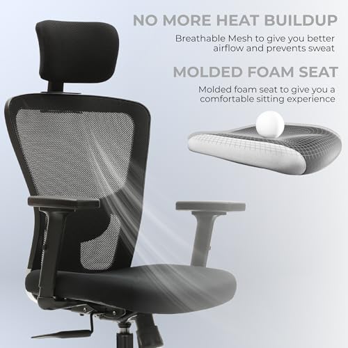 Image of Urban Pro Ergonomic Office Chair for Work | Multi-Lock | 3 Year Warranty | 2D Armrest | Adjustable Lumbar (2D Armrest, Multi Lock)