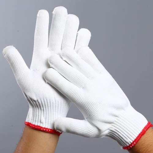 Guantes de obra de nylon blanco con resistencia al desgaste para jardinería 6
