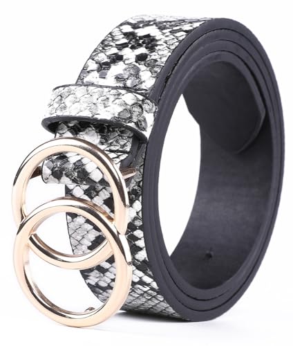 Fabio Valenti Women's Casual Dress Belts with Double O-Ring Buckle,Genuine Leather,Waist Belt