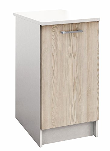 Berlioz Creations PRIMA PG4BPF Meuble Bas de Cuisine avec Plan de travail , 1 Porte décors Frêne structuré 40 x 60 x 85 cm, Fabrication 100% Française Cover