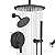 SHOYELA Shower System Matte Black, Push Button Diverter Shower Faucet with 2 in 1 Handheld, Ceiling Mount 10 Inch Shower Head with 6 Inch Wall Mount Shower Head