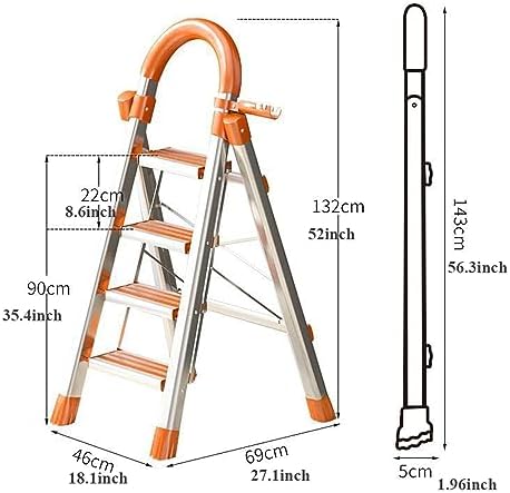 Folding 5-Step Ladder with Tool Holder Rack Lightweight Aluminum Step Stool for Home Office & Kitchen Anti-Slip Pedal 330 lbs Capacity Easy Grip Handle