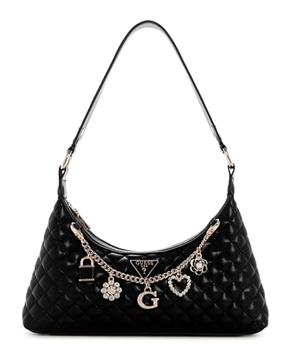 GUESS Women's Everlee Top Zip Shoulder Bag, Black, One Size